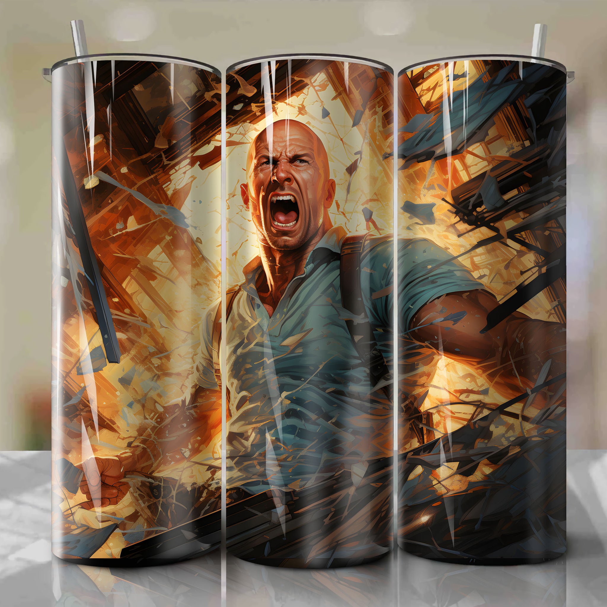 Die Hard Tribute - Stunning Tumbler Wrap Depicting John McClane's Courage and Determination
