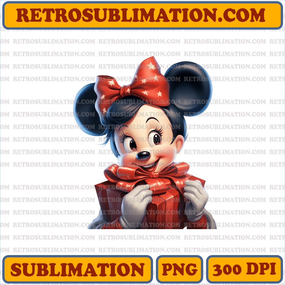 Christmas Minnie Mouse Surprise - Festive Present - High-Quality Sublimation PNG Download
