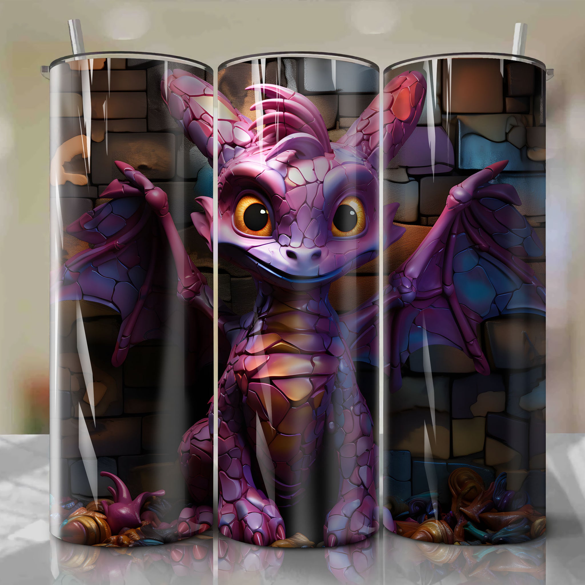 Magical Spyro 20 Oz Tumbler Wrap - Vibrant 3D Design by Dan Mumford
