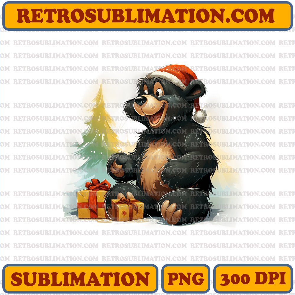 Christmas Baloo - Jungle Book Back Scratcher - PNG Sublimation Digital Download
