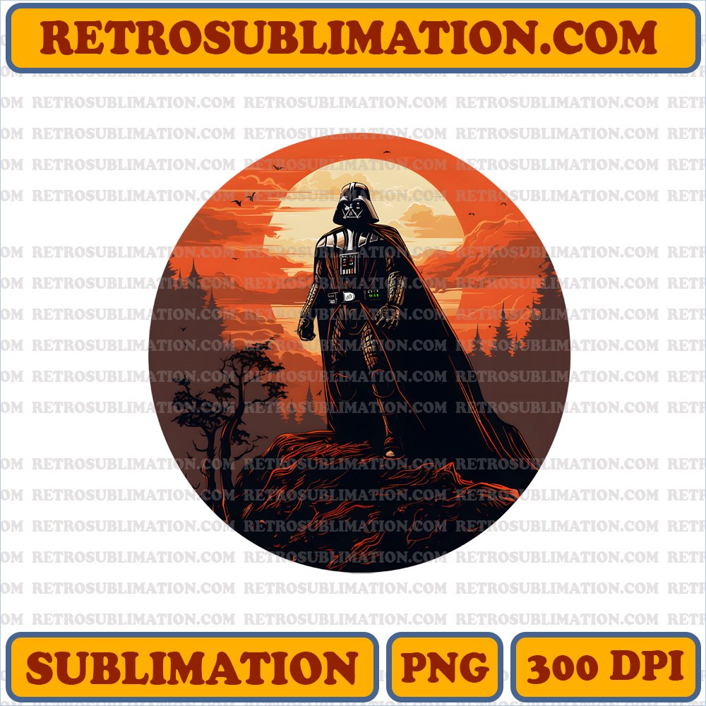 Halloween Darth Vader - Eerie Moonlit Cliff - Digital Download PNG Sublimation
