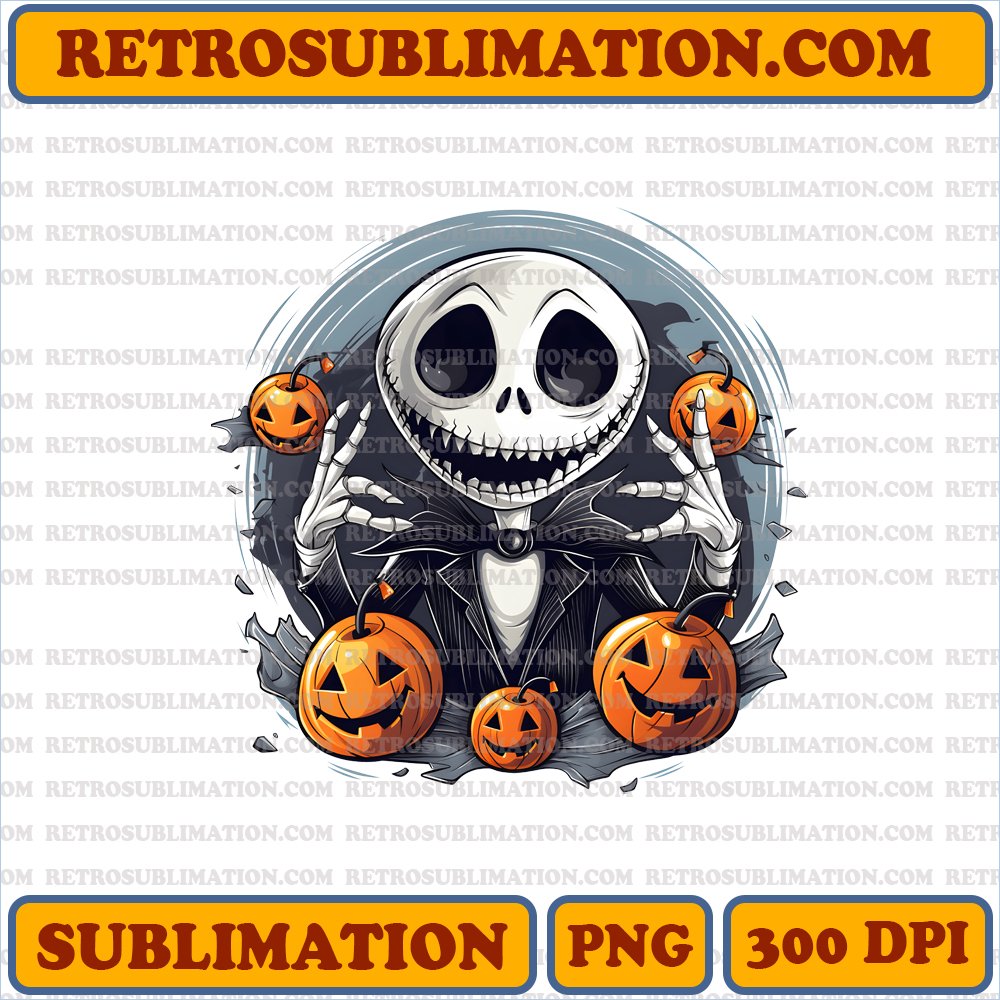 Spooky Delight - Jack Skellington Digital Download - Halloween Sublimation PNG Artwork
