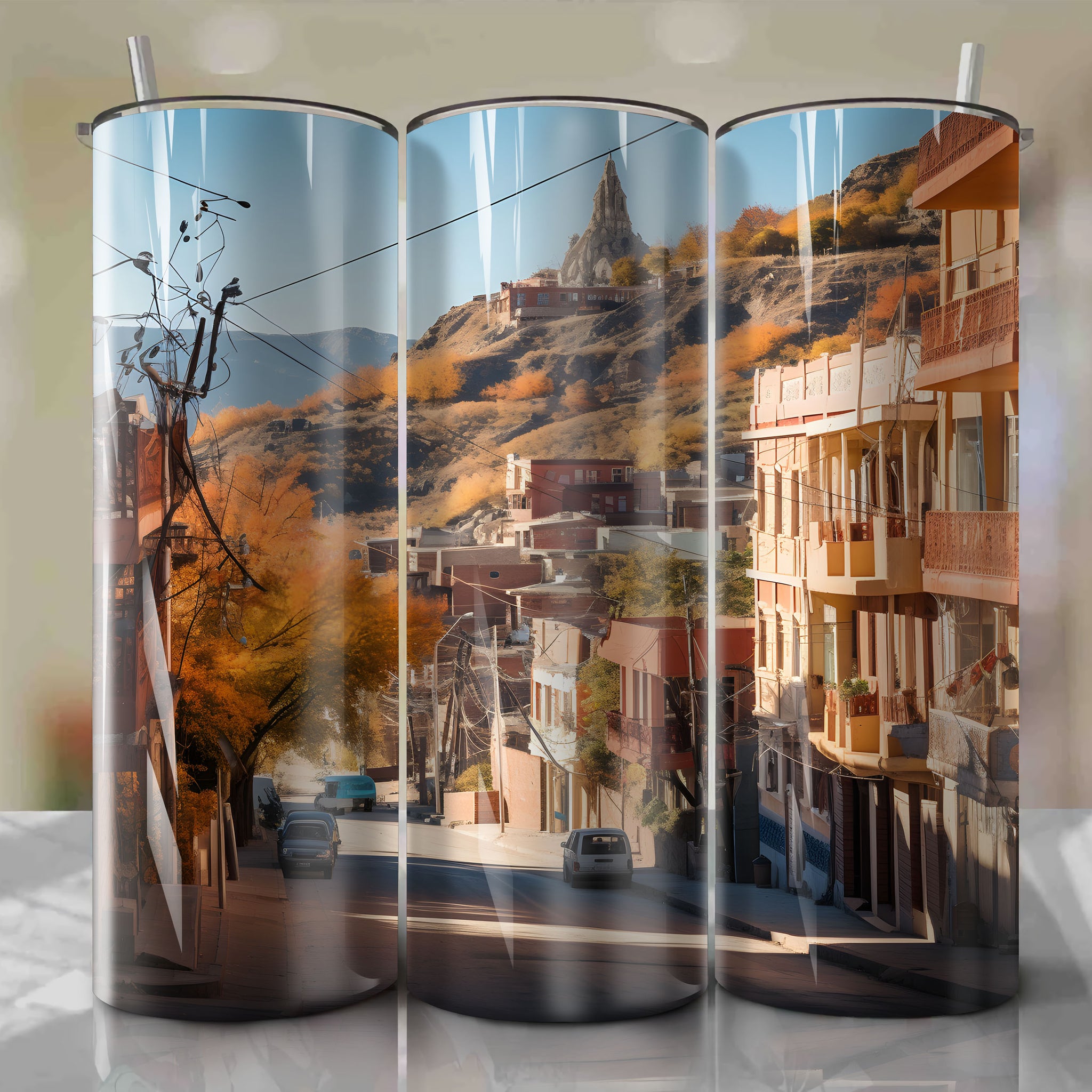 Tumbler Wrap for Autumn in La Paz, Bolivia: Capturing the Light Sun and Watercolor Beauty
