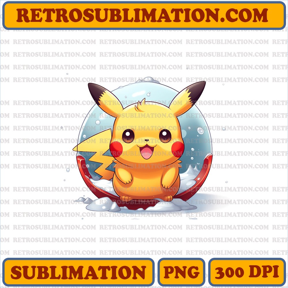 Rolling Pikachu Snowball - Burst of Laughter - Sublimation PNG Digital Download
