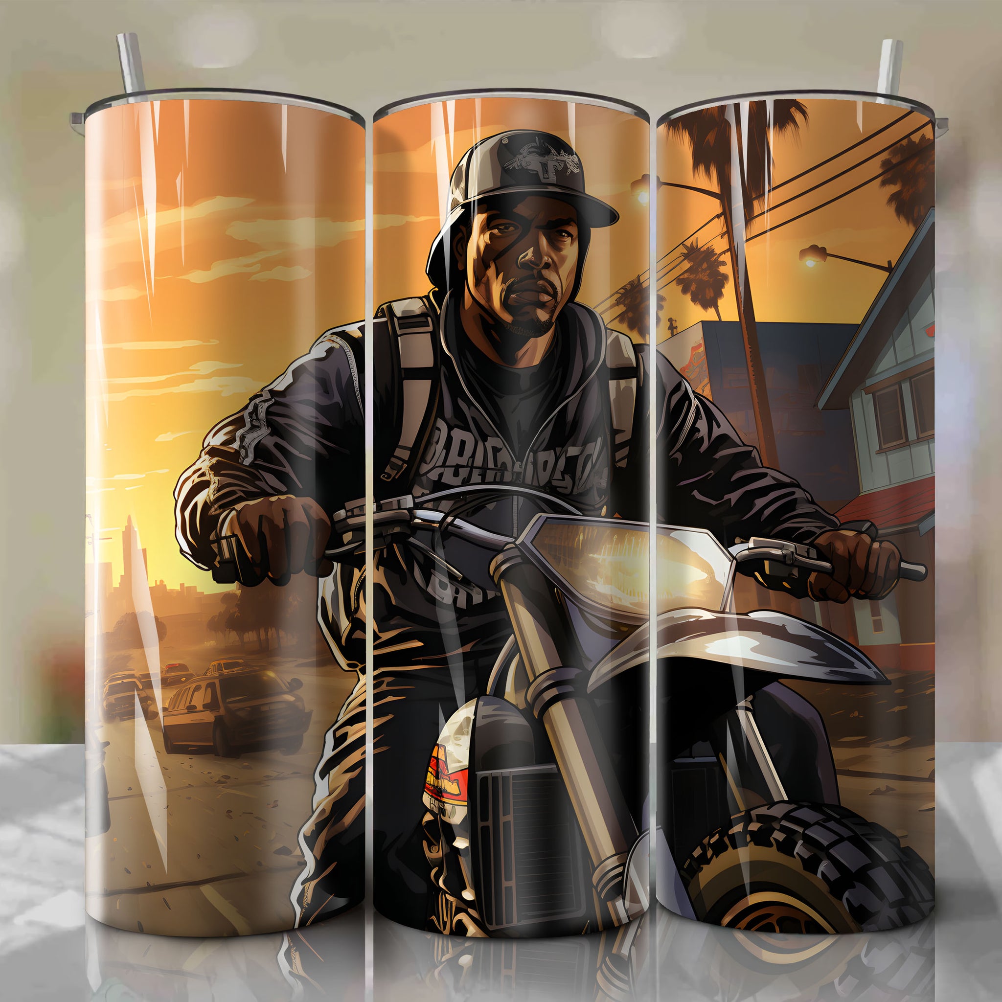 Bold and Ambitious: Carl Johnson in the Dynamic Streets of Los Santos - 20 Oz Tumbler Wrap
