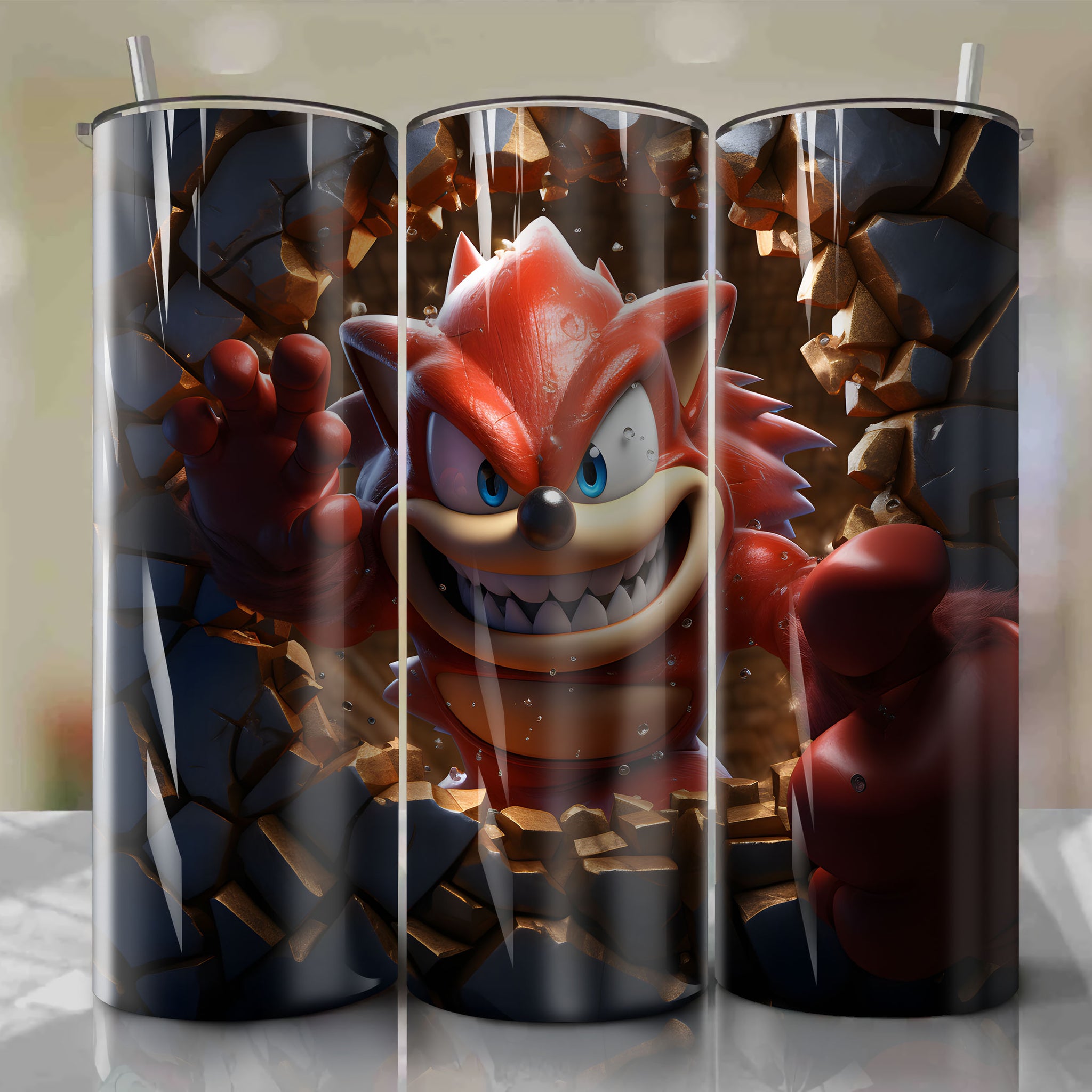 Intriguing 3D Imagery Captures Dr. Robotnik Emerging from Cracked Wall in Metallic Fortress
