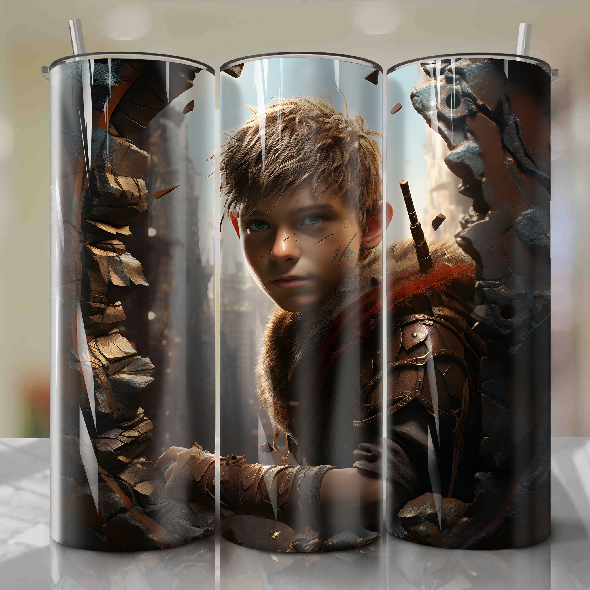 20 Oz Tumbler Wrap - Atreus from God of War in a Captivating Norse World
