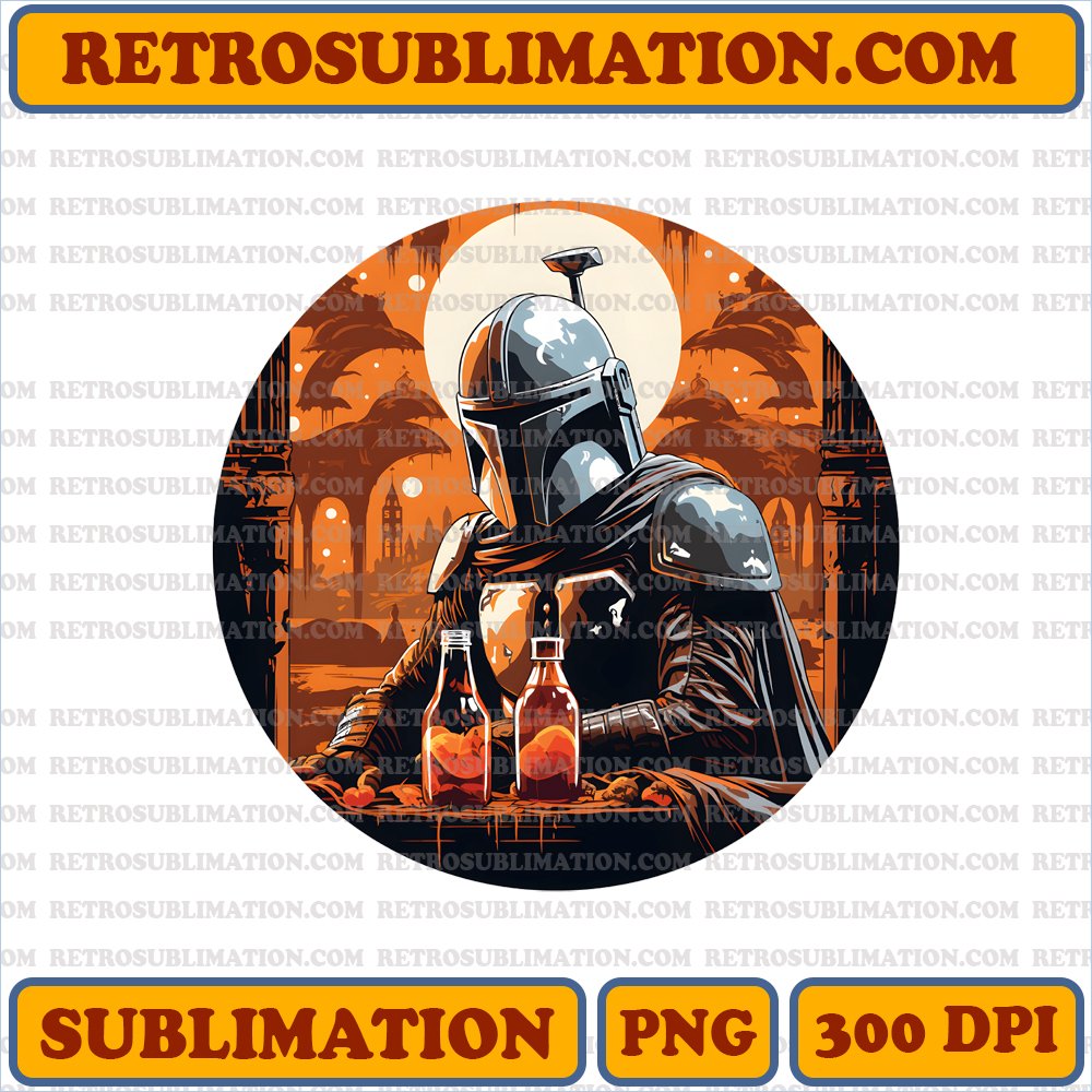 Digital Download - Haunted Mandalorian in a Spooky Cantina - Sublimation PNG
