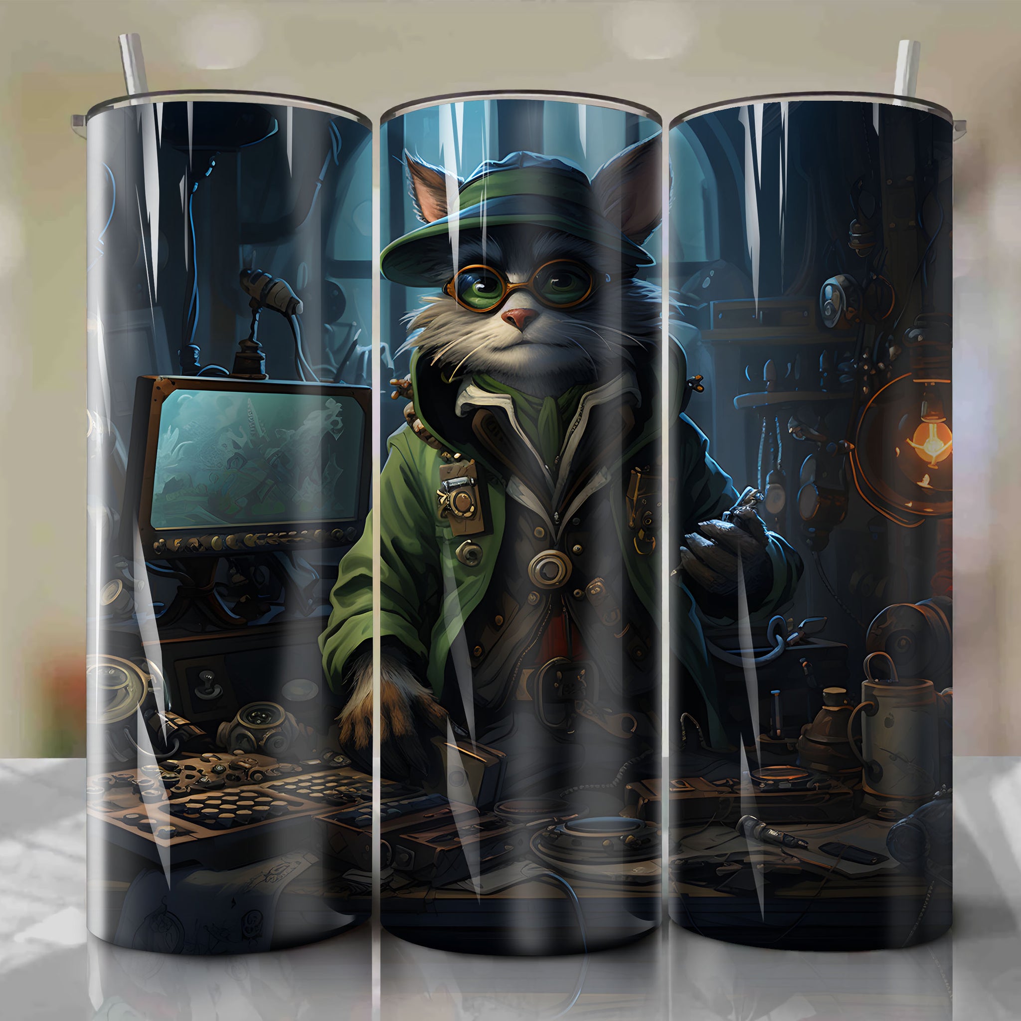 Tech-Savvy Mastermind: A Futuristic 20 Oz Tumbler Wrap Inspired by Bentley from Sly Cooper
