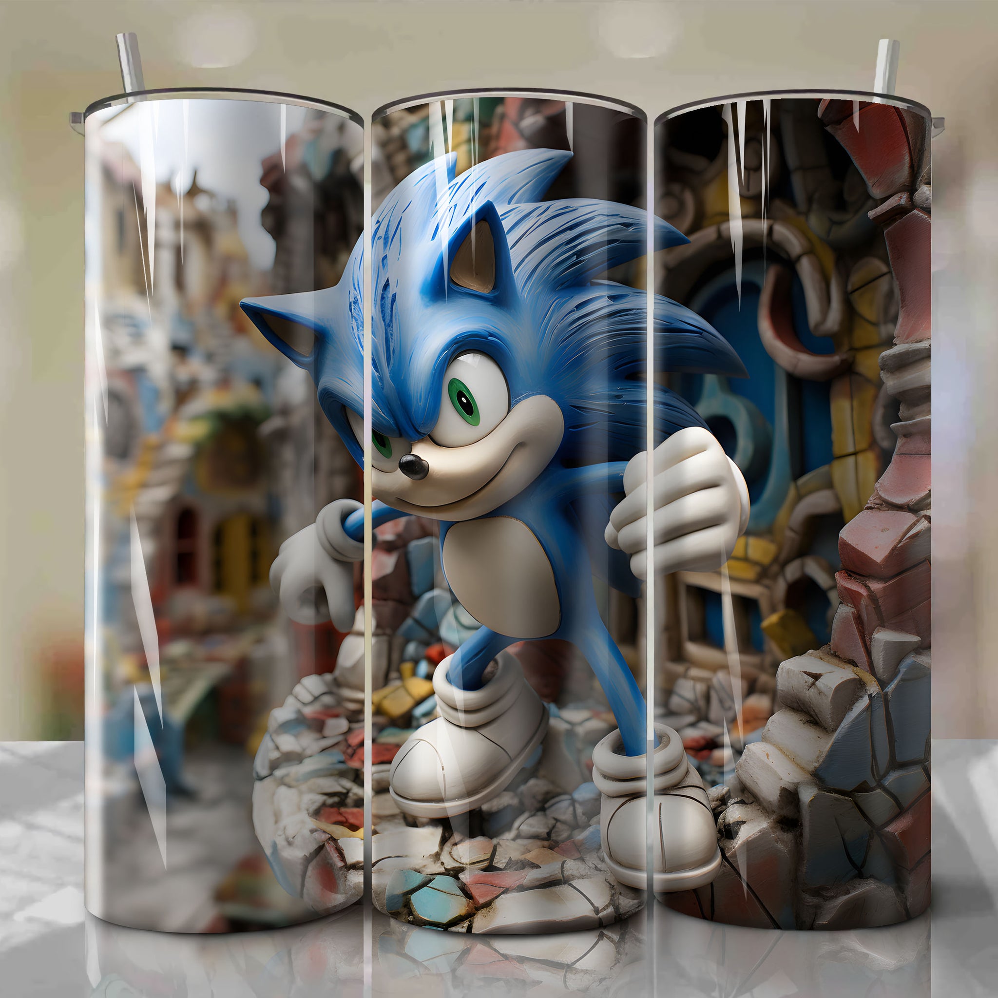 Limited Edition Sonic 20 Oz Tumbler Wrap - A Vibrant Tribute to the World's Fastest Hedgehog
