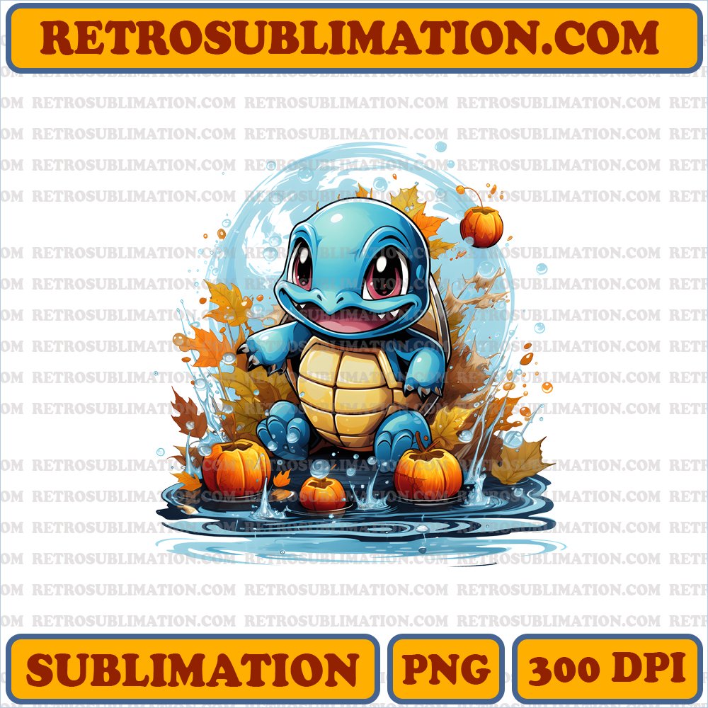 Bubbly Magic - Halloween Squirtle PNG Sublimation Download
