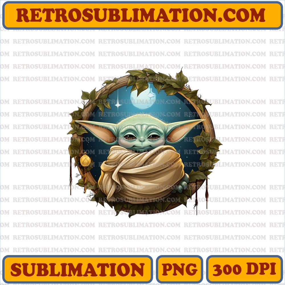 Baby Yoda Christmas Nap - Star Wars - Peaceful Sublimation PNG Download
