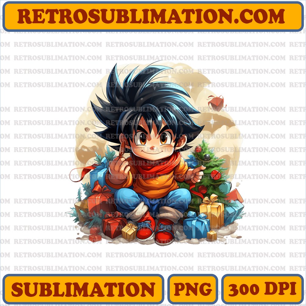 Christmas Son Goku - Dragon Ball Decorates Tree - Energetic Cartoon PNG Download
