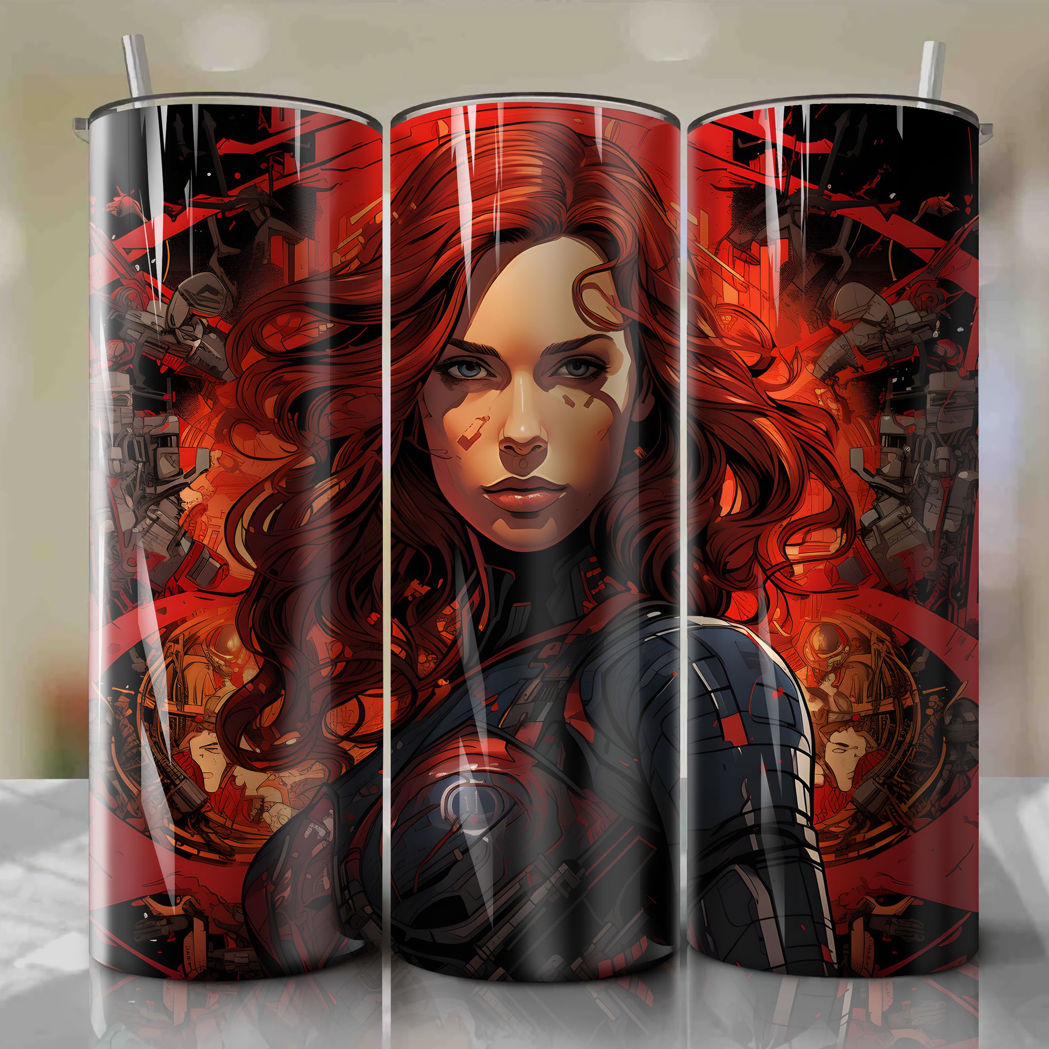 Black Widow: Stealth and Elegance in 20 Oz Tumbler Wrap
