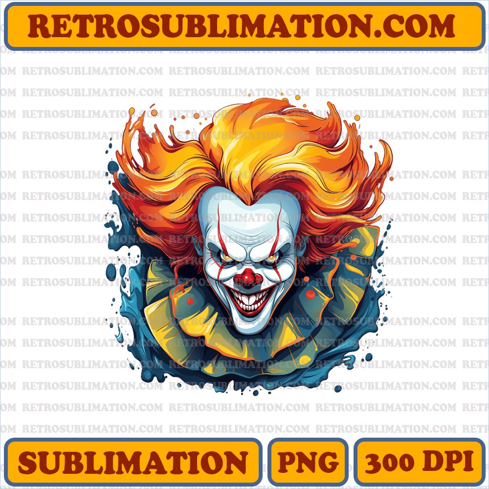 Pennywise the Dancing Clown - Malevolent Entity Design - Sinister Sublimation PNG Download
