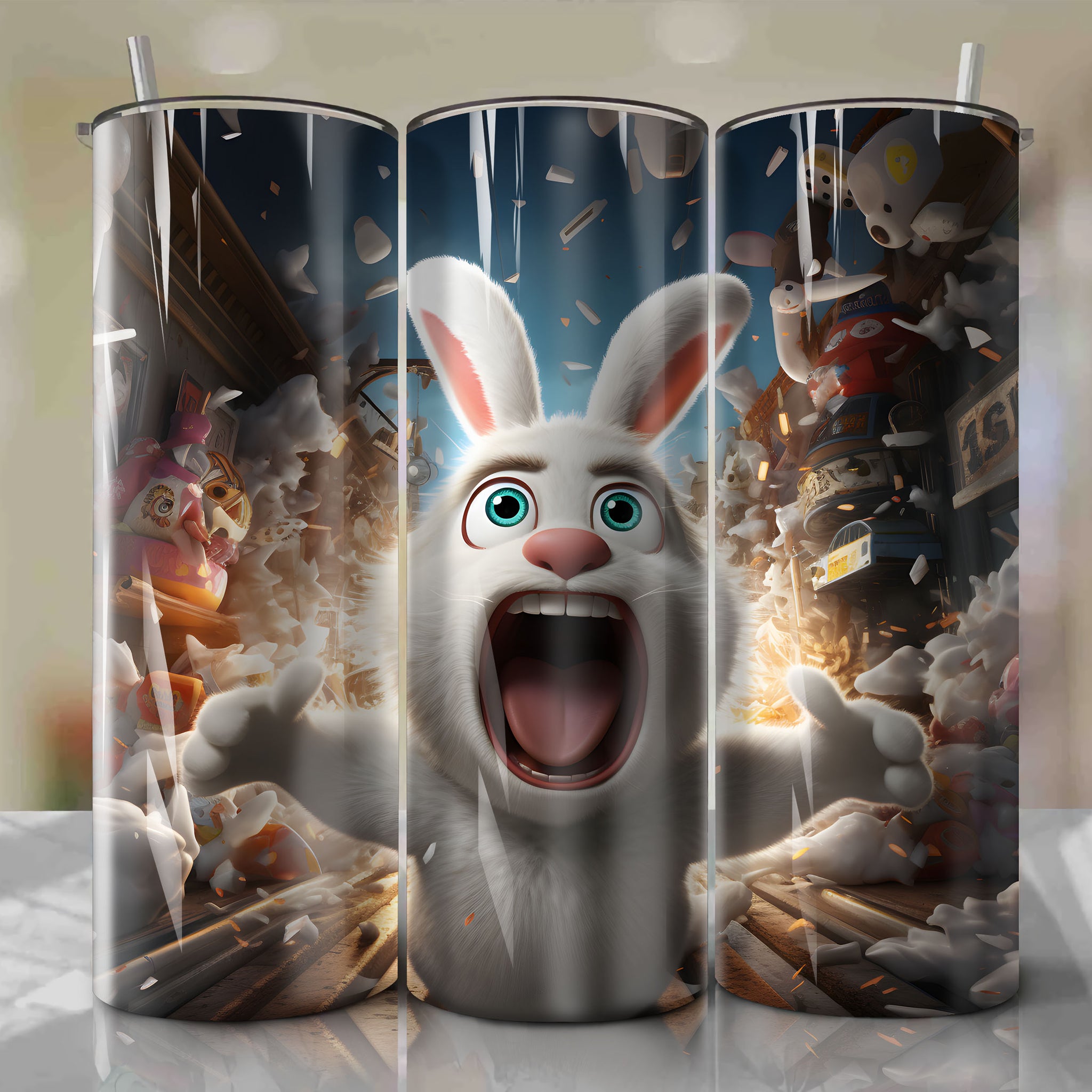 Hilarious Chaos with Rabbid: A Whimsical 20 Oz Tumbler Wrap
