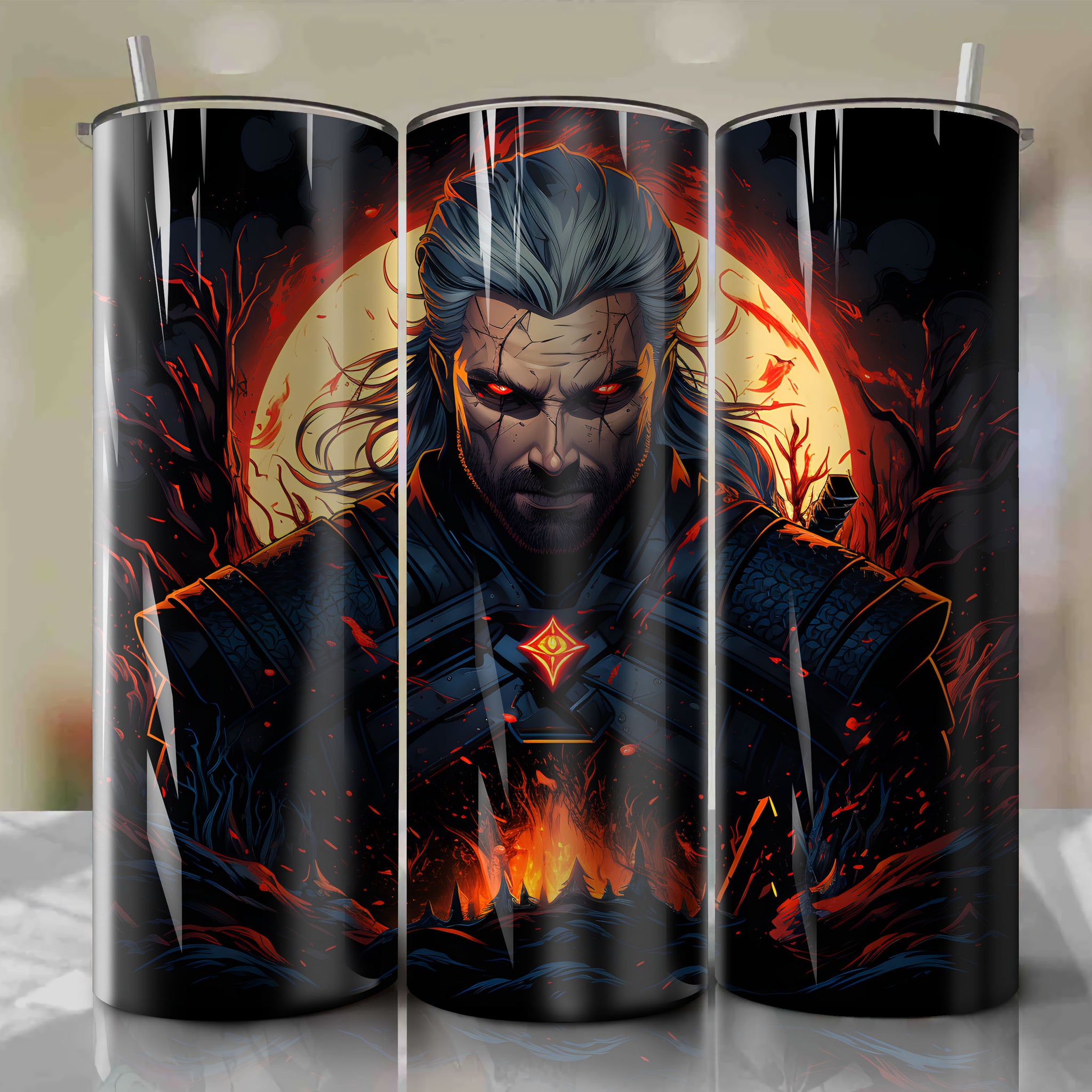 Immersive 3D Tumbler Wrap - Explore Geralt of Rivia's World
