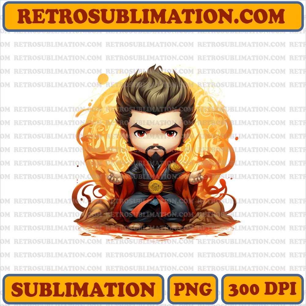 Marvel Doctor Strange Chibi PNG Digital Download - Wonder-Filled Mystical Symbols in Bootleg Style
