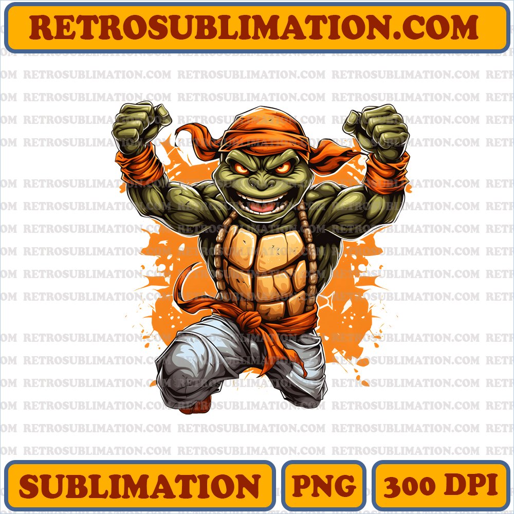Halloween Michelangelo - Pumped Sewer Costume Party PNG Digital Downlo