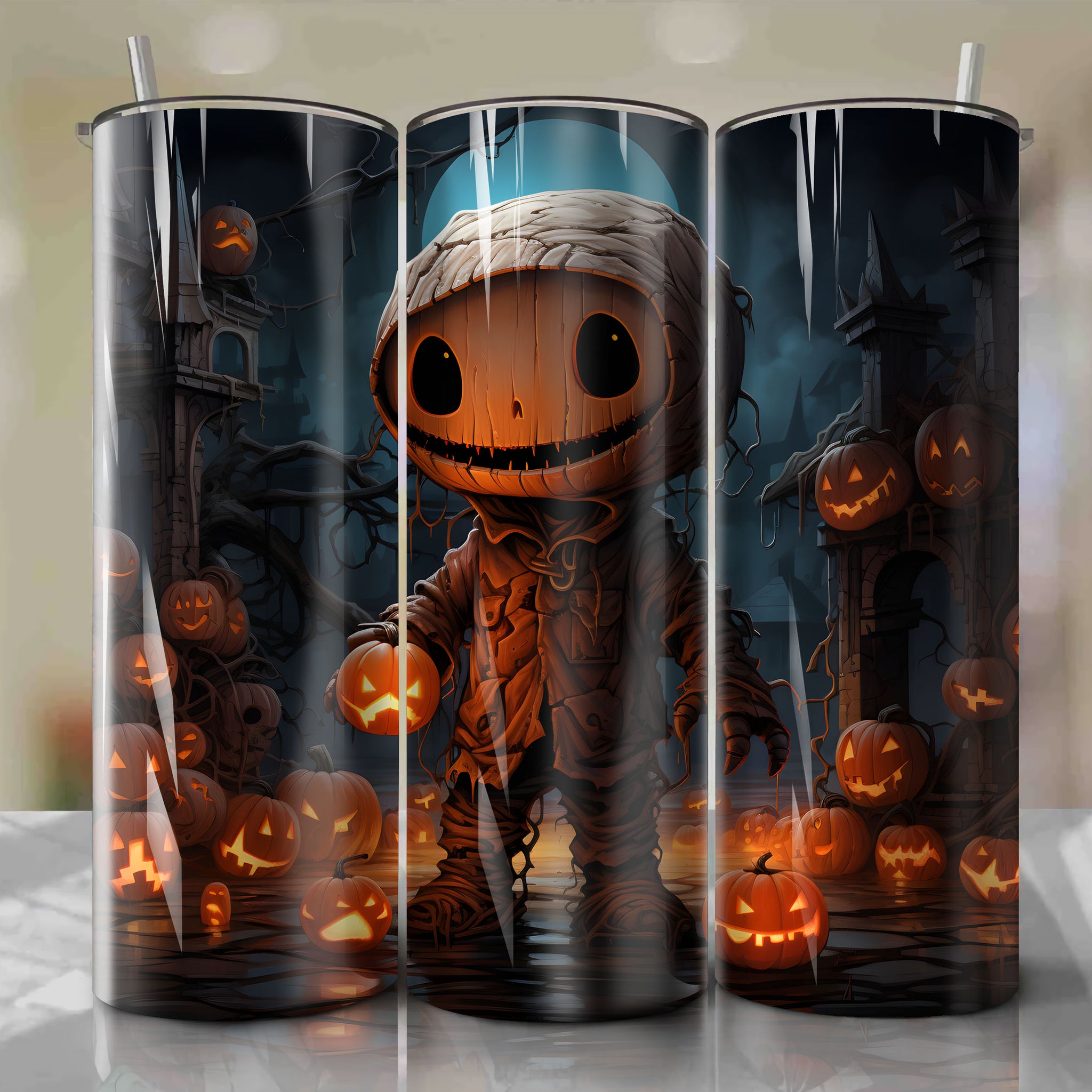 Trick 'r Treat 20 Oz Tumbler Wrap - Sam's Haunting Halloween Illustration
