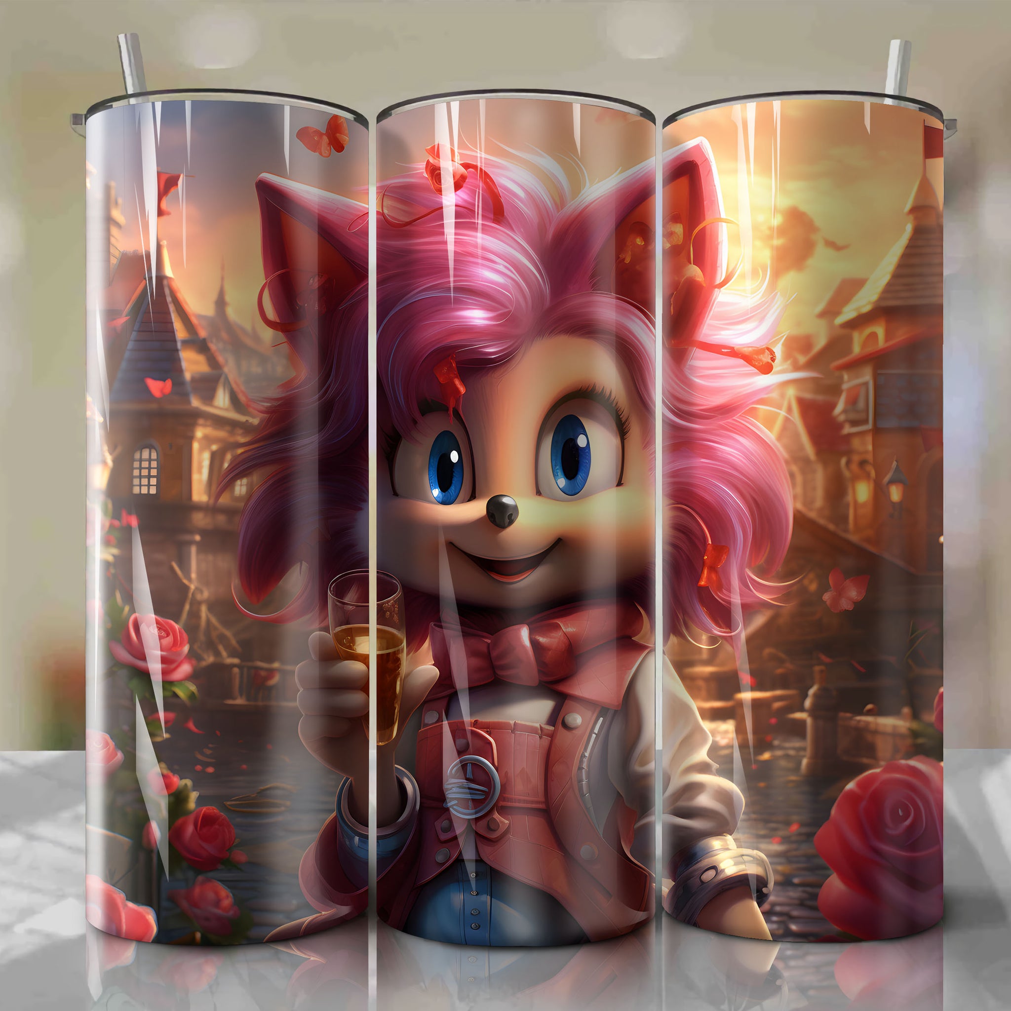 Cute and Colorful: Amy Rose in a Joyful 20 Oz Tumbler Wrap
