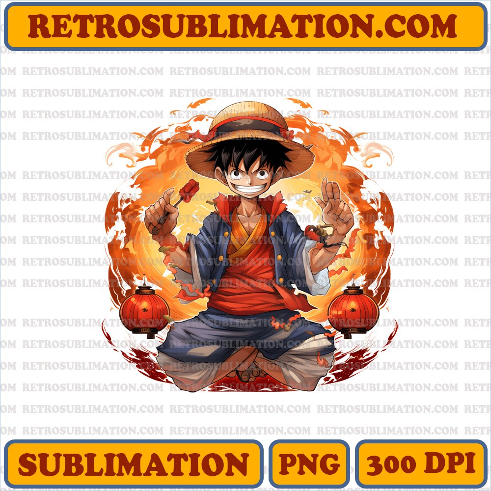 Fierce Thanksgiving Luffy - One Piece Sublimation PNG Digital Download
