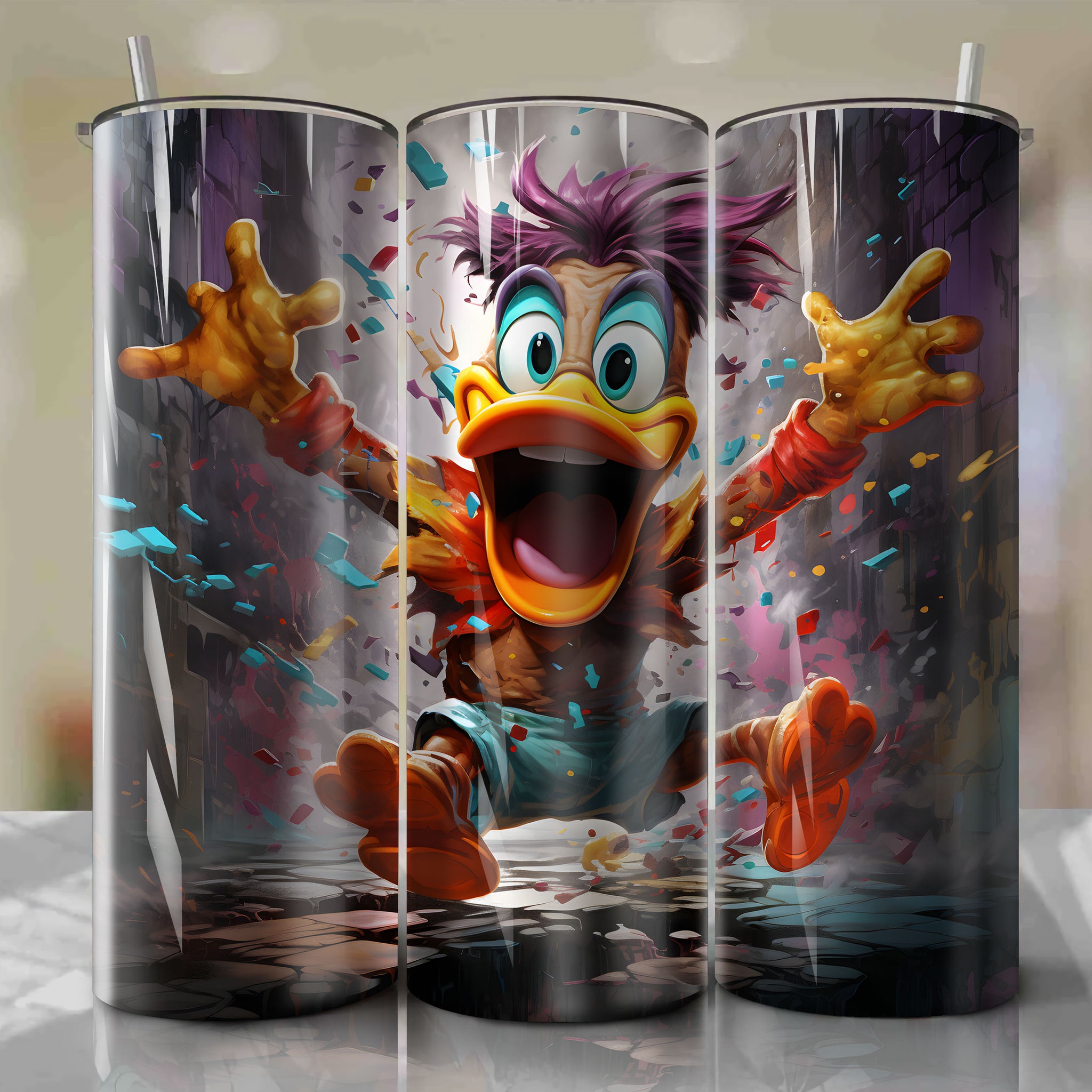 Rayman 20 Oz Tumbler Wrap - Vibrant Artwork of the Iconic Hero in Action
