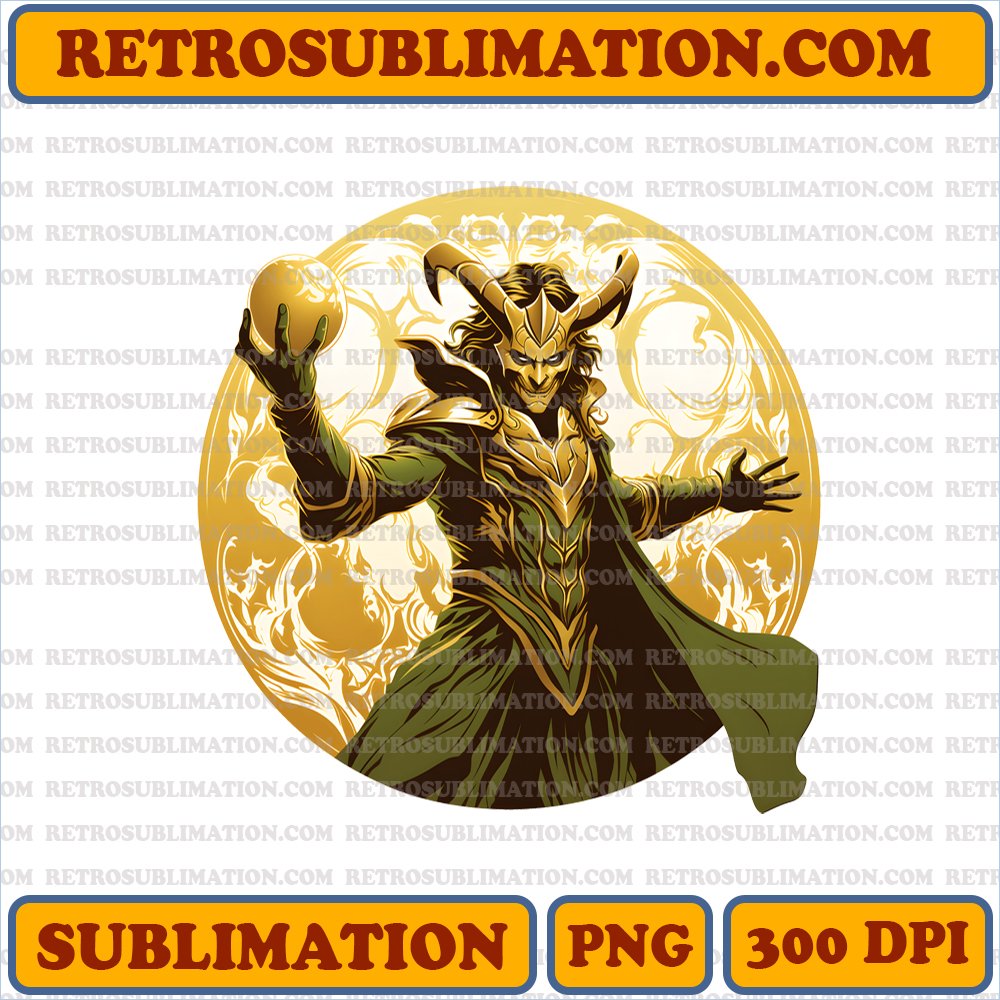 Green and Gold Loki - Halloween Digital Download - Unique Sublimation PNG
