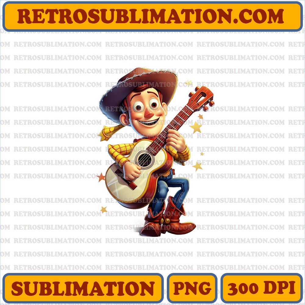 Christmas Woody - Guitar Playing - Merry Toy Story Sublimation PNG Download
