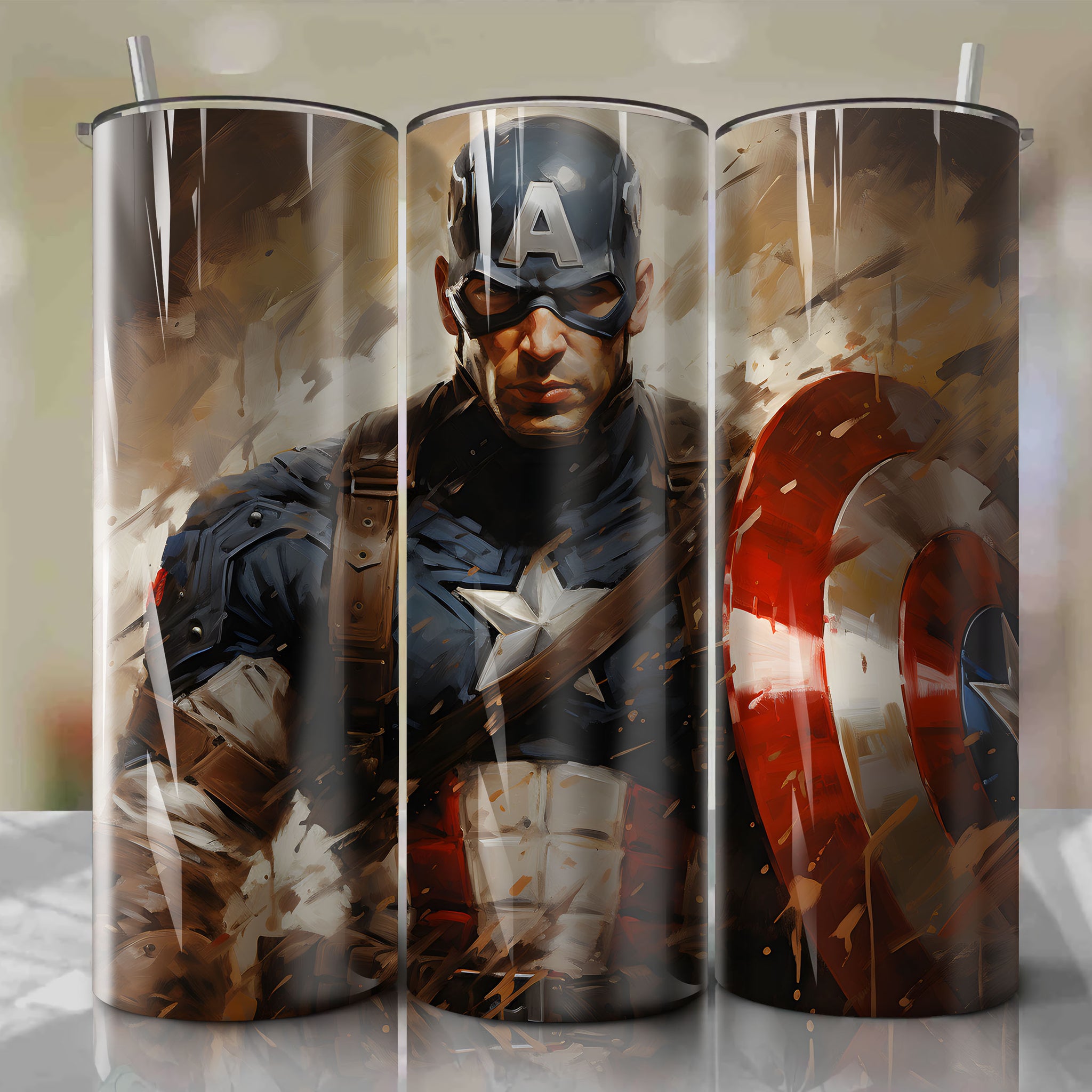 Captain America 20 Oz Tumbler Wrap - A Patriotic Tribute to Steve Rogers' Resilience
