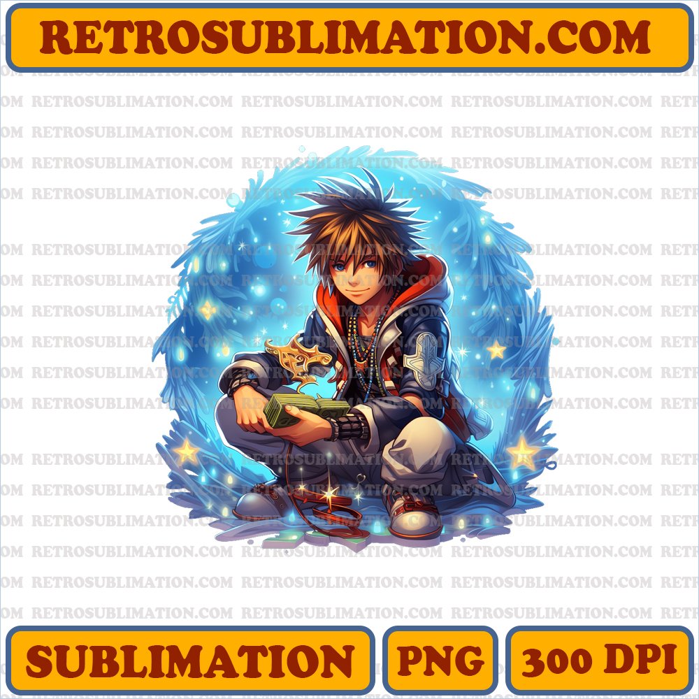 Christmas Sora Decorates Tree - Kingdom Hearts - High Energy Sublimation PNG Digital Download
