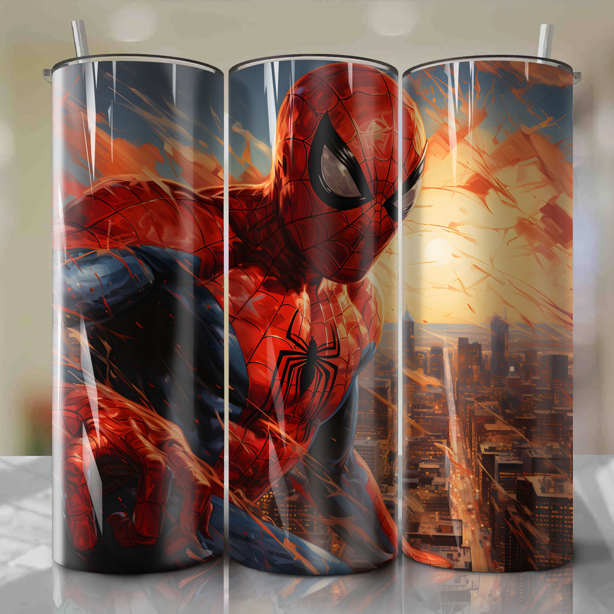 Spider-Man 20 Oz Tumbler Wrap - The Friendly Neighborhood Hero in Stunning Comic Book Illustration
