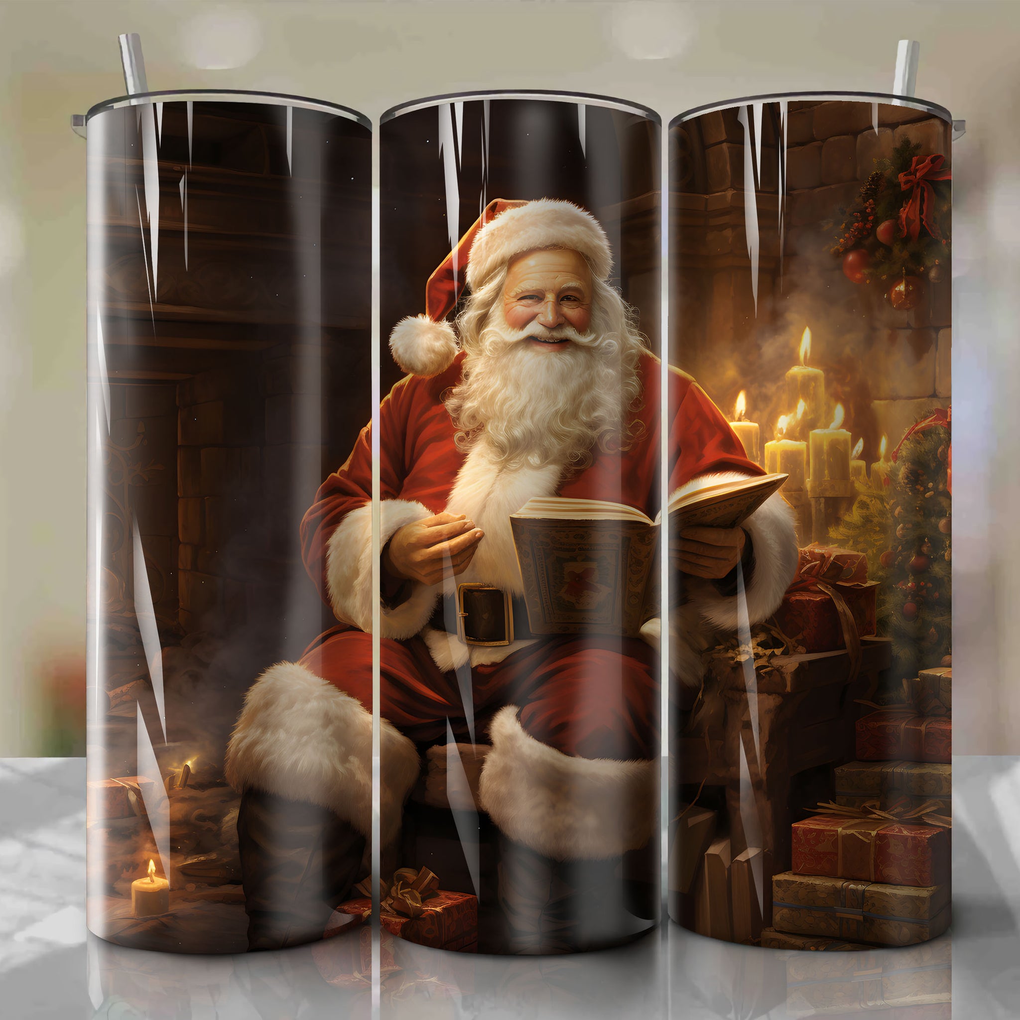 Tumbler Wrap: Santa's Magical Fireplace: A Celebration of Generosity and Cheer
