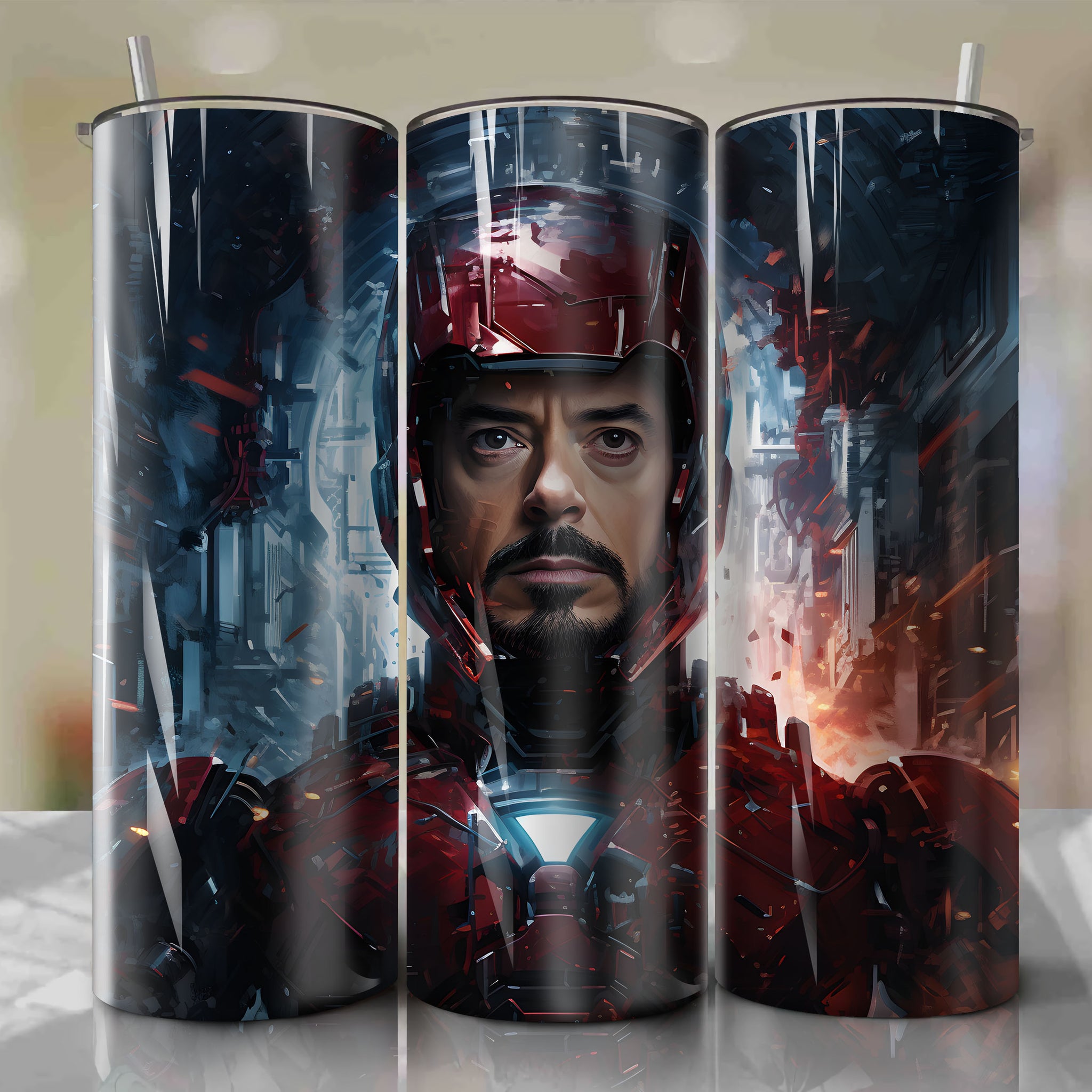 20 Oz Tumbler Wrap - Iron Man: A Dynamic Depiction of Tony Stark's Technological Brilliance
