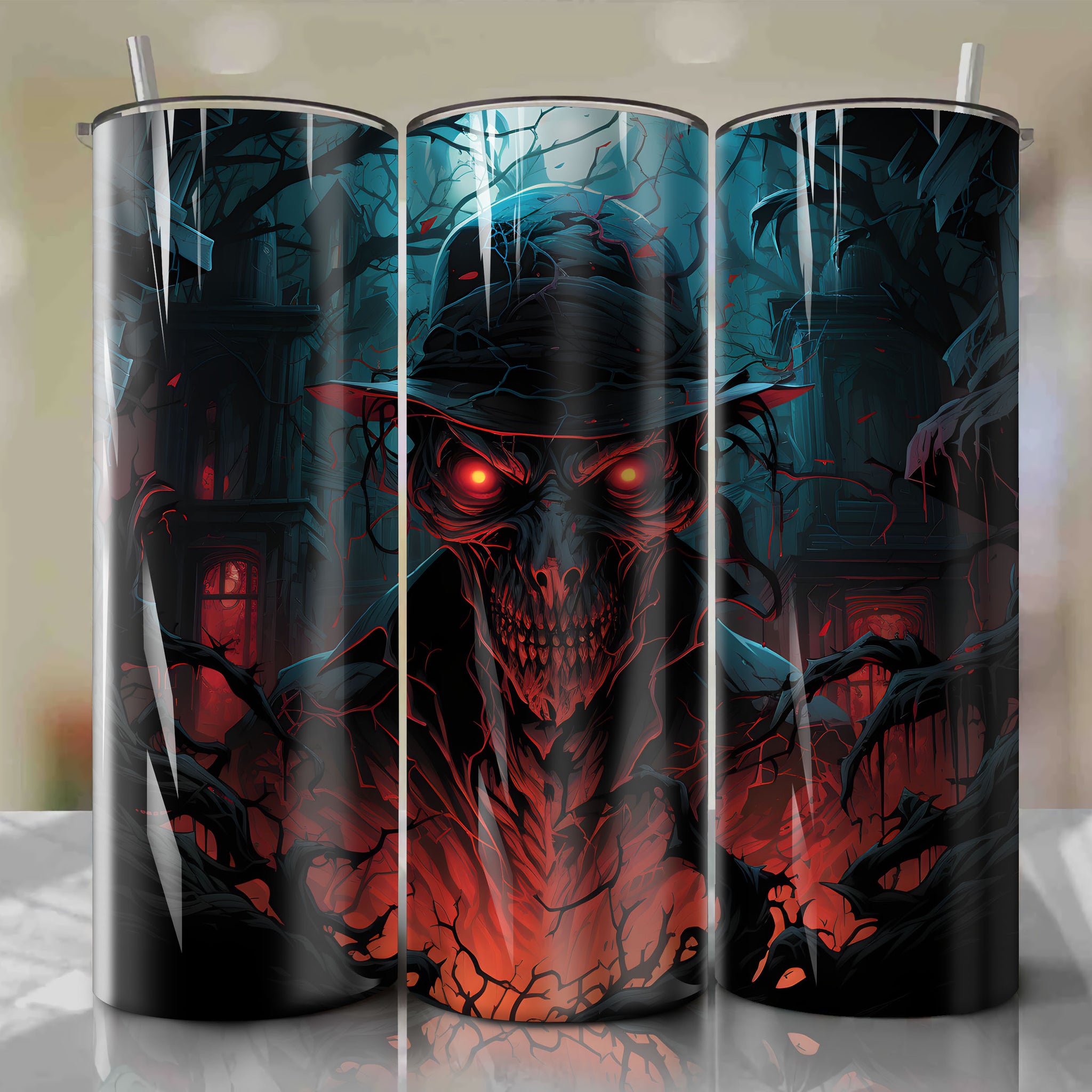 Freddy Krueger 20 Oz Tumbler Wrap: Mesmerizing 3D Artwork by Dan Mumford
