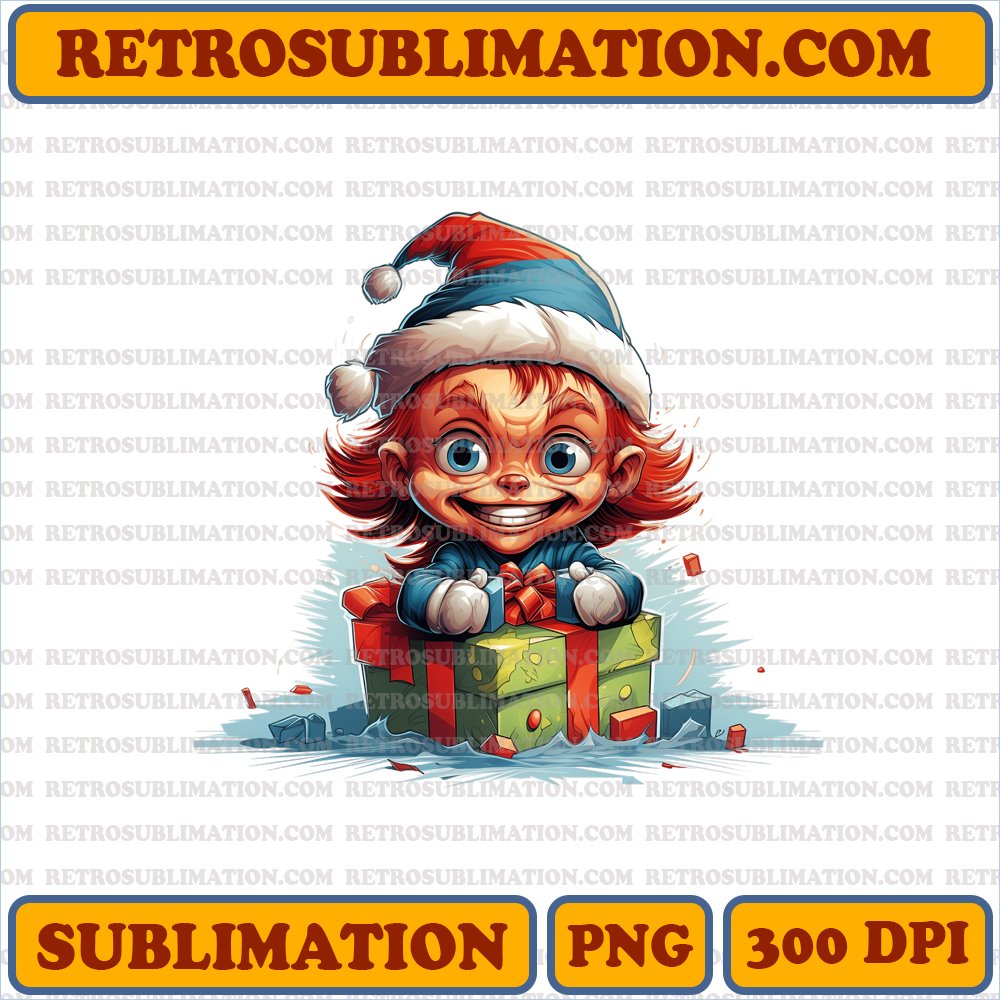 Chucky Christmas Surprise - Festive Cartoon Graphic - High Contrast PNG Digital Download
