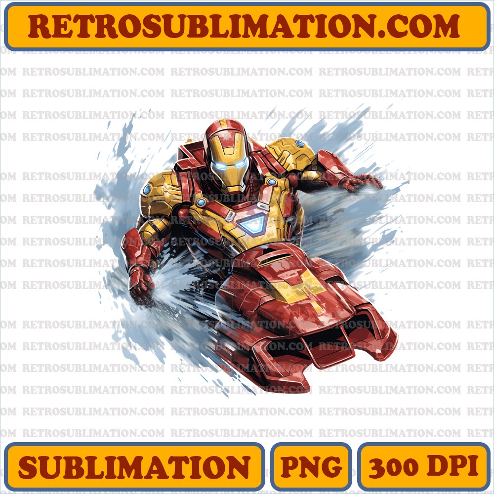 Spectacular Iron Man Flying Broomstick PNG Digital Download - Halloween Sublimation Art
