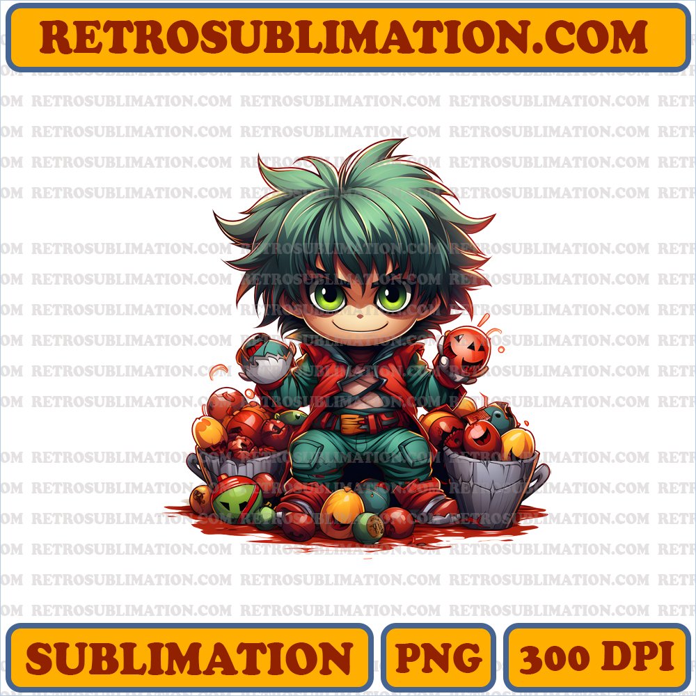 Deku's Heroic Candy Escape - Chibi Halloween Saver PNG Download
