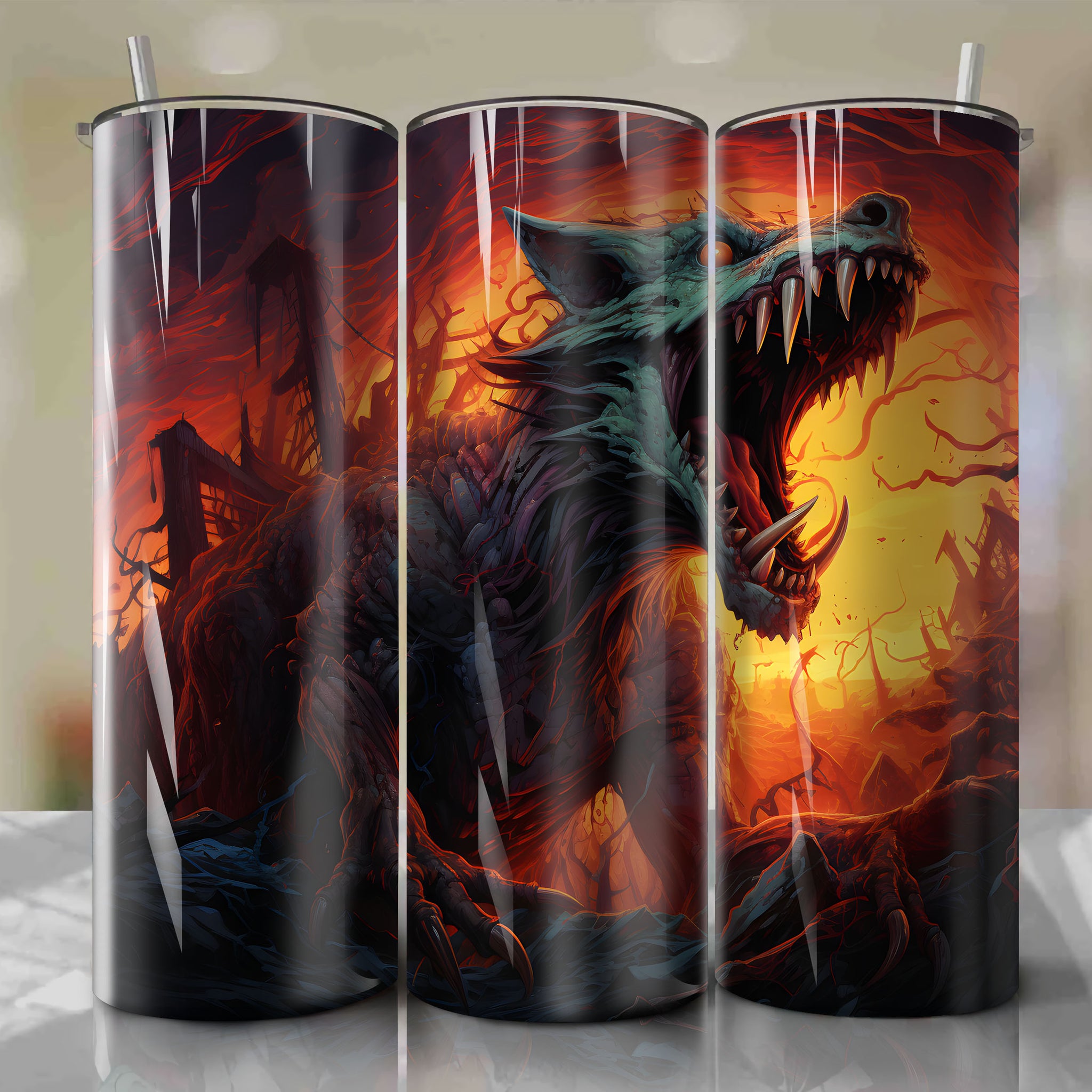 Vibrant 3D Artwork of Eddie from The Walking Dead on a 20 Oz Tumbler Wrap
