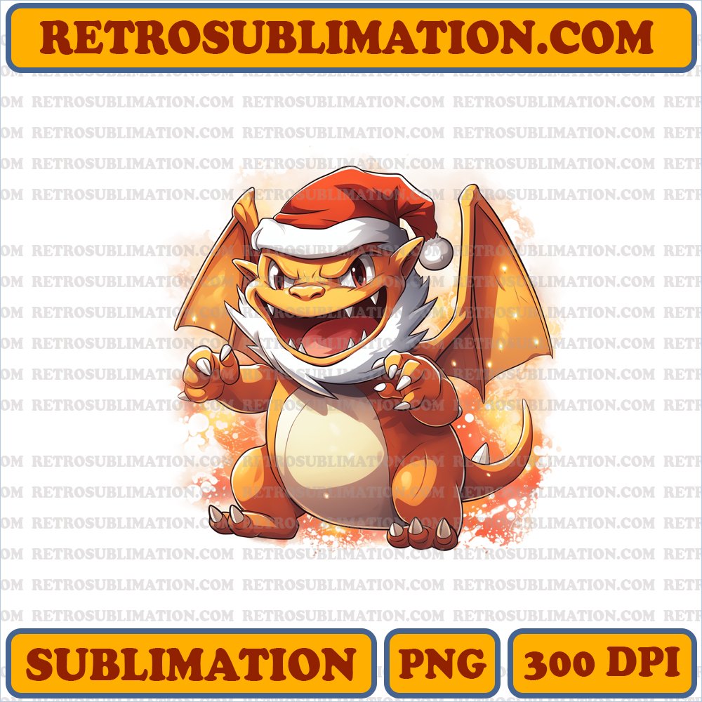 Charizard Santa Beard - Fiery Laugh - Sublimation PNG Digital Download
