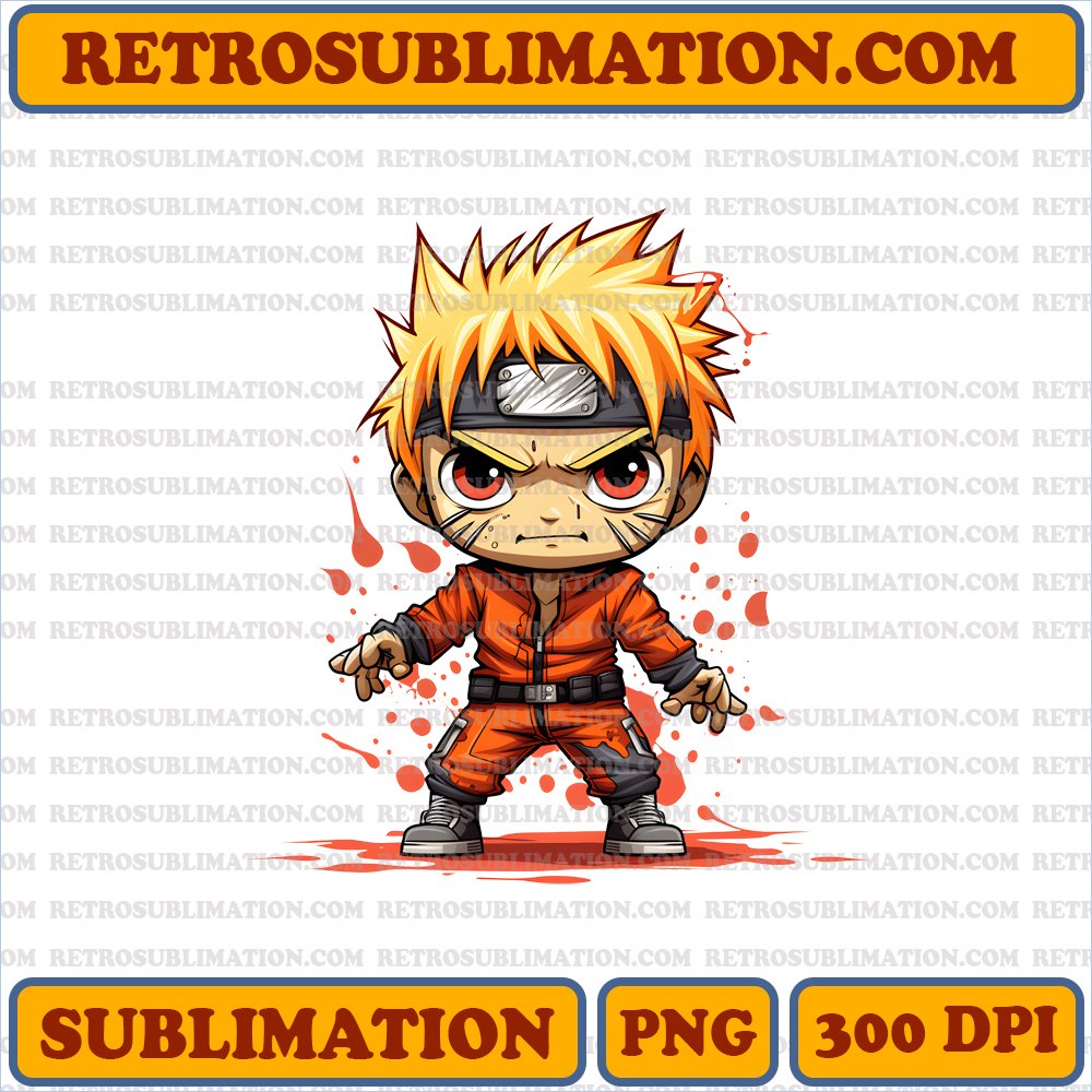 Chibi Naruto Zombie Costume - Ninja Pose | Digital Download | Sublimation PNG
