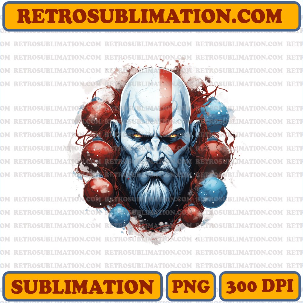 Christmas Kratos Ornaments - God of War Power - High-Quality PNG Digital Download
