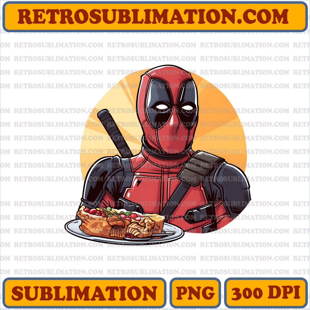 Funny Thanksgiving Deadpool PNG Digital Download - Quirky Style - Cheeky Grin - Selfie-Taking Turkey with Mask - Unique & Creative Sublimation Design
