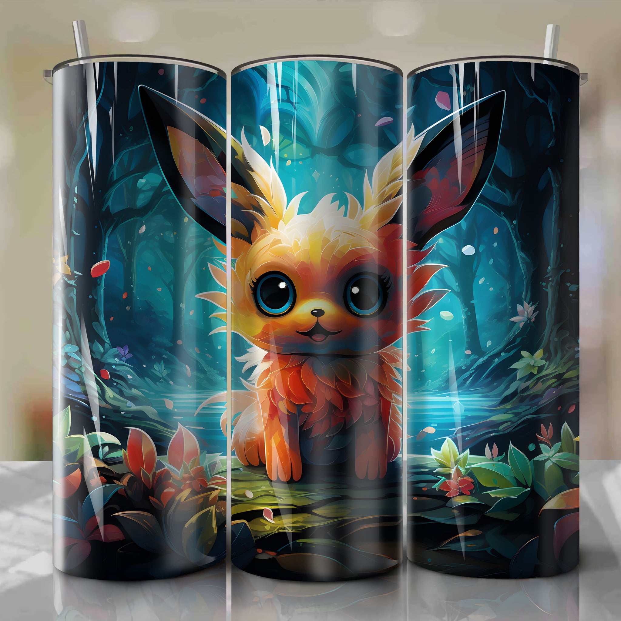 Adorable and Versatile Eevee | Colorful 20 Oz Tumbler Wrap Design
