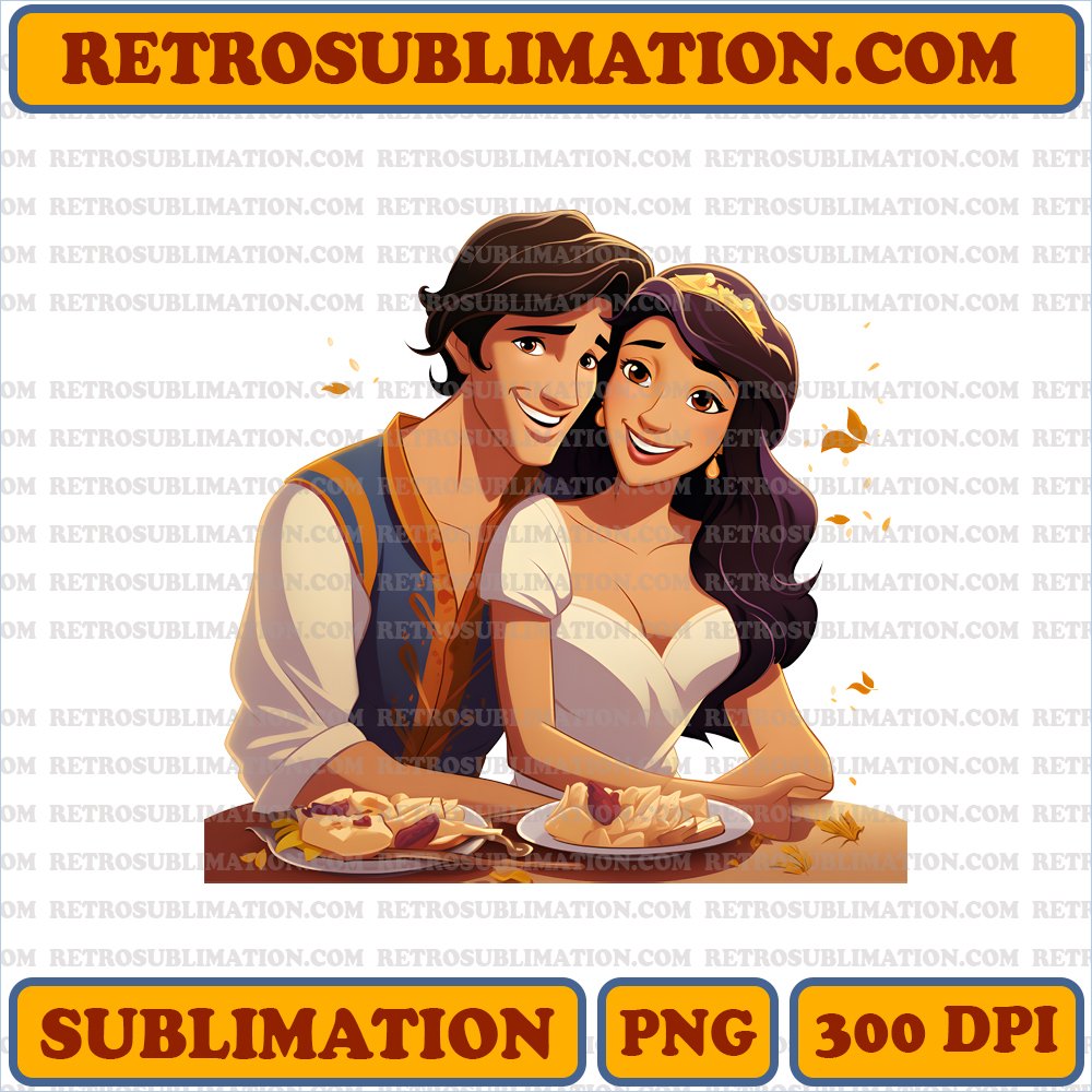 Thanksgiving Jasmine and Aladdin Love and Adventure PNG Digital Download
