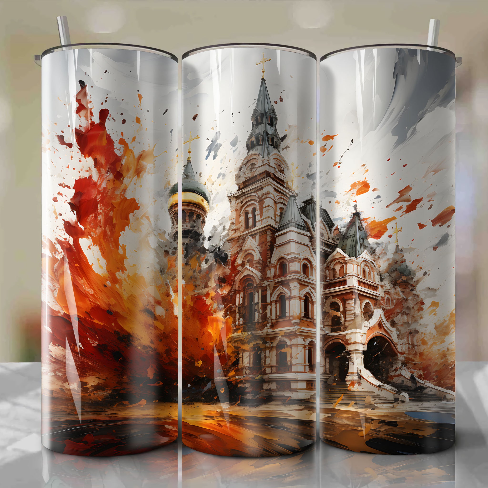 Kremlin Autumn: Abstract Swirling Patterns, Windy Tumbler Wrap
