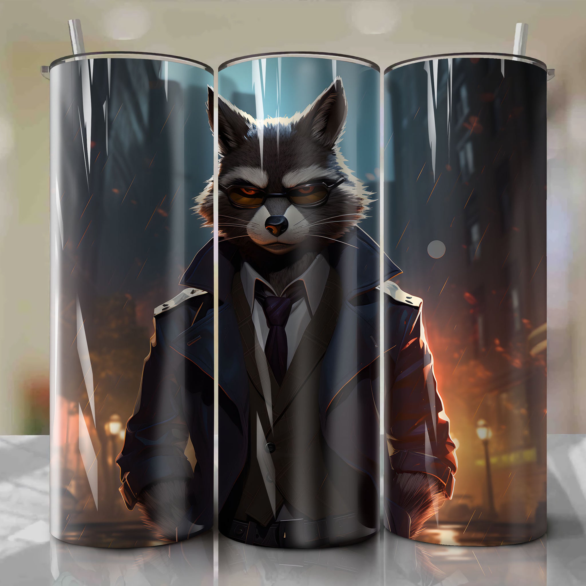 Sly Cooper 20 Oz Tumbler Wrap - A Stylish Cityscape for the Cunning Raccoon
