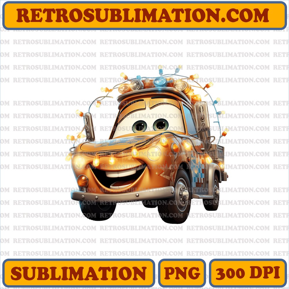 Christmas Mater - Cars Tow Hook Lights - Cheery Sublimation PNG Download
