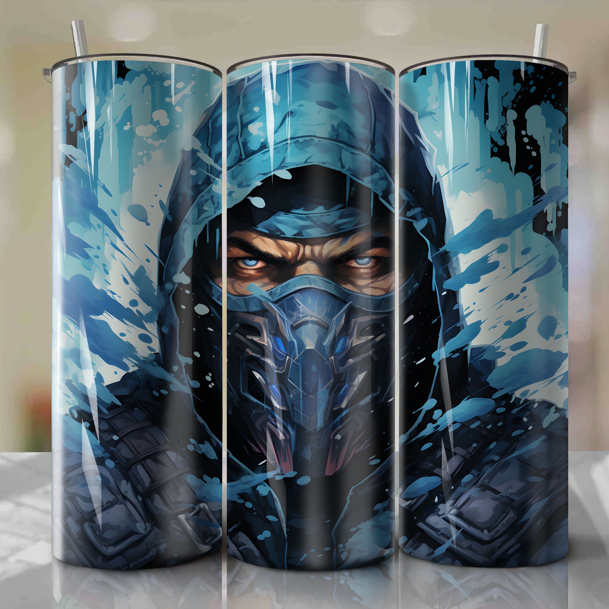 Sub-Zero Emerges: A Captivating 3D Illustration by Dan Mumford - Mortal Kombat Tumbler Wrap
