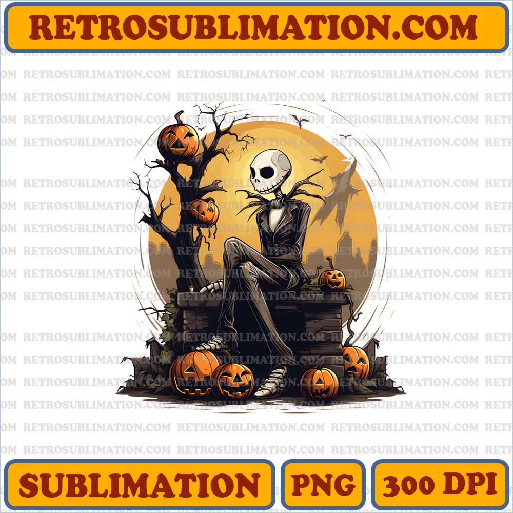 Halloween Jack Skellington - Unique Sublimation PNG Download - Bootleg Style - High Contrast - Typography - -10
